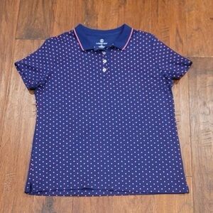 Medium Women’s Blue Polka Dot Polo T-Shirt - Excellent Condition!